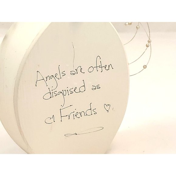 Wooden angel with copper wired hair ANGELS ARE OFTEN DISGUISED AS FRIENDS 8" - Picture 2 of 6